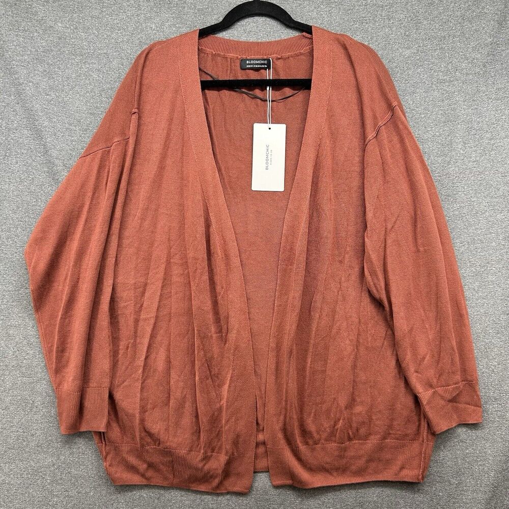 NWT Bloomchic Womens 22/24 Open Front Cardigan Sweater Rust Orange Plus Size - Picture 5 of 8